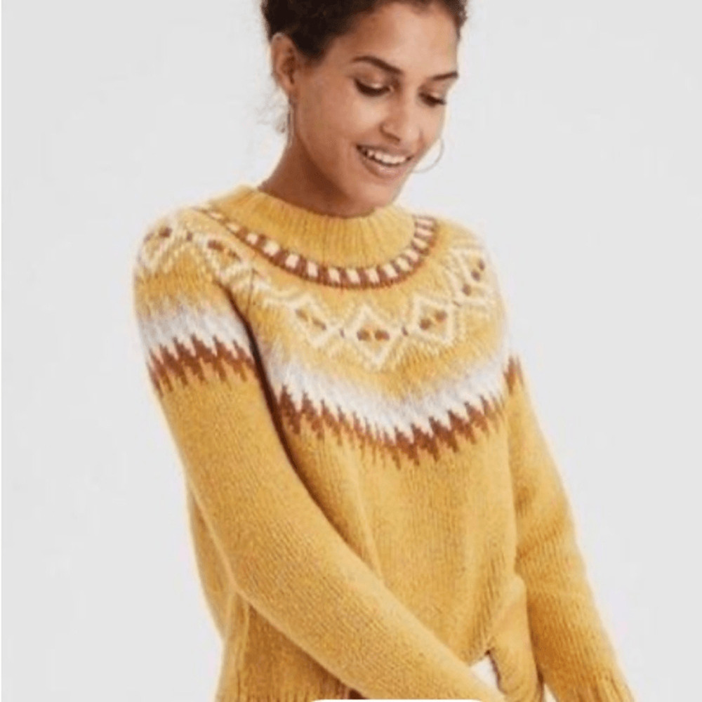 American Eagle Yellow Fairisle Patterned Sweater